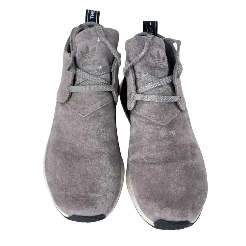adidas‎ Boost Running Shoes Men's 8.5 Gray Suede Athletic Lace Up Low Top 675001